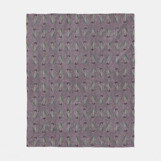 Schwarzer Iris auf antiken Tapisserien Fleecedecke (Vorderseite)