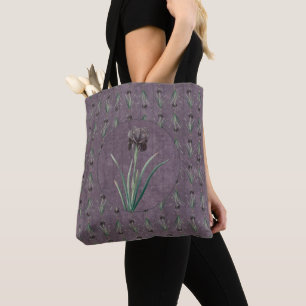 Schwarzer Iris auf antiken Tapisserien Tasche
