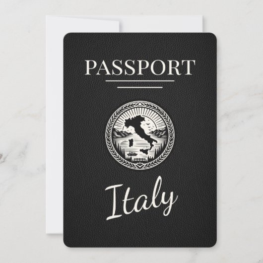 Schwarzer Italien-Pass Save The Date (Vorderseite)