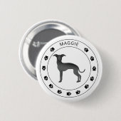 Schwarzer italienischer Grauhund mit Paaren und In Button (Vorne & Hinten)