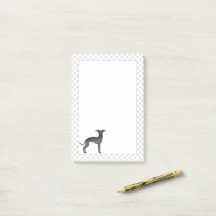 Schwarzer Italienischer Windhund Süßer Cartoon-Hun Post-it Klebezettel