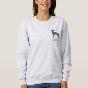 Schwarzer Italienischer Windhund Süßer Hund Mit Be Sweatshirt