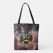 Schwarzer Jack-O' Lantern Friedhof Halloween Tasche (Rückseite)