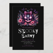 Schwarzer Jack-O' Lantern Modernes Minimalistische Einladung (Vorne/Hinten)