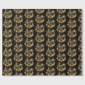 Schwarzer Jack-O' Lantern Pattern Halloween Geschenkpapier (Flach)