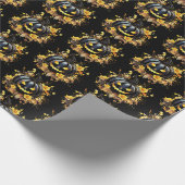 Schwarzer Jack-O' Lantern Pattern Halloween Geschenkpapier (Ecke)
