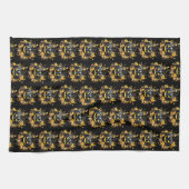 Schwarzer Jack-O' Lantern Pattern Halloween Geschirrtuch (Horizontal)