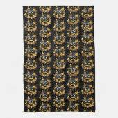 Schwarzer Jack-O' Lantern Pattern Halloween Geschirrtuch (Vertikal)