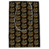 Schwarzer Jack-O' Lantern Pattern Halloween Mittlere Geschenktüte (Vorderseite)