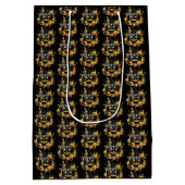 Schwarzer Jack-O' Lantern Pattern Halloween Mittlere Geschenktüte (Rückseite)