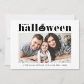 Schwarzer Jack-o'-Laterne Foto Happy Halloween Ankündigung (Vorderseite)
