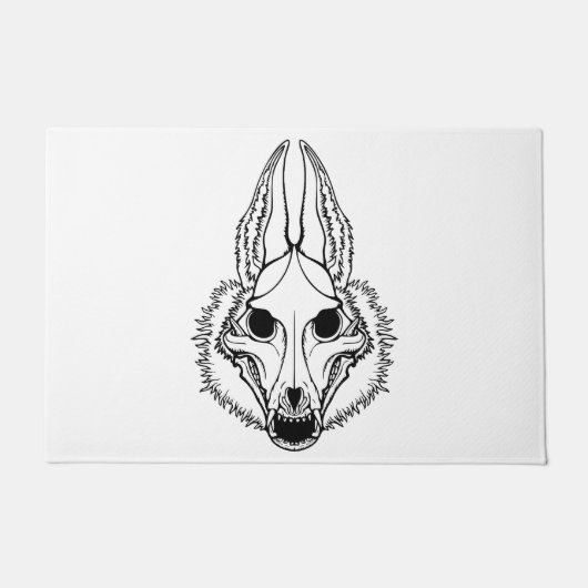 Schwarzer Jackal-Single-Schädel Fußmatte (Vorderseite)