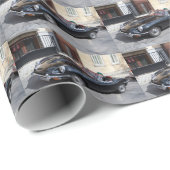 Schwarzer Jaguar E Type Roadster Geschenkpapier (Rolleneckpunkt)
