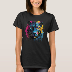 Schwarzer Jaguar Wildlife Großkatzenliebhaber Bunt T-Shirt