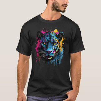 Schwarzer Jaguar Wildlife Großkatzenliebhaber Bunt T-Shirt