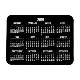 Schwarzer Jahreskalender 2019 Kleine flexible Magn Magnet