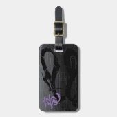 Schwarzer japanischer Drache-Grau-Hintergrund Gepäckanhänger (Vorderseite vertikal)