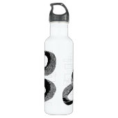 Schwarzer japanischer Drache-Weiß-Hintergrund Edelstahlflasche (Rückseite)