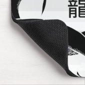 Schwarzer japanischer Drache-Weiß-Hintergrund Mousepad (Ecke)