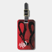 Schwarzer japanischer Drachenroter Hintergrund Gepäckanhänger (Vorderseite vertikal)