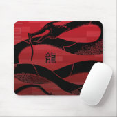 Schwarzer japanischer Drachenroter Hintergrund Mousepad (Mit Mouse)