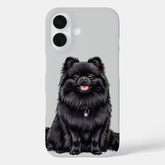 Schwarzer Japanischer Spitzhund Case-Mate iPhone Hülle (Rückseite)