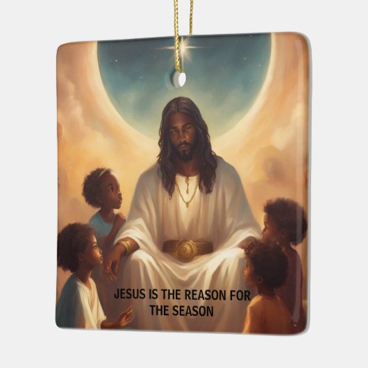 Schwarzer Jesus-Afrikanischer Weihnachtsbaum Keramikornament (Links)