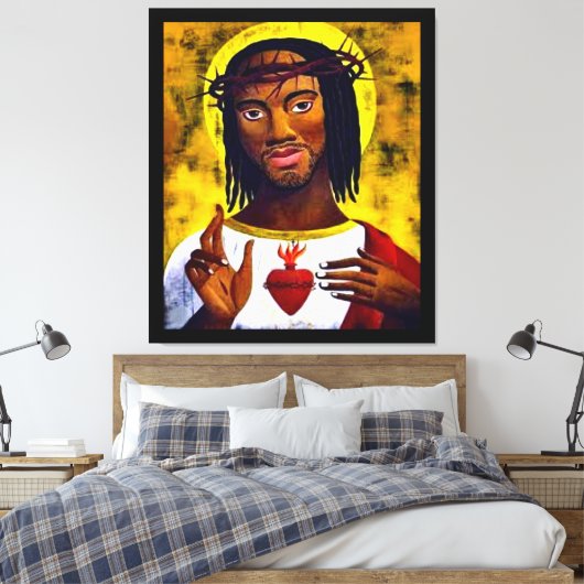 Schwarzer Jesus Leinwanddruck (Insitu (Schlafzimmer))