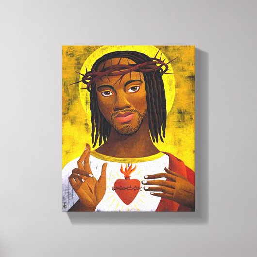Schwarzer Jesus-Portrait Leinwanddruck (Vorderseite)