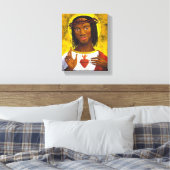 Schwarzer Jesus-Portrait Leinwanddruck (Insitu (Schlafzimmer))