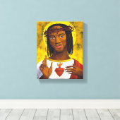 Schwarzer Jesus-Portrait Leinwanddruck (Insitu (Holzboden))
