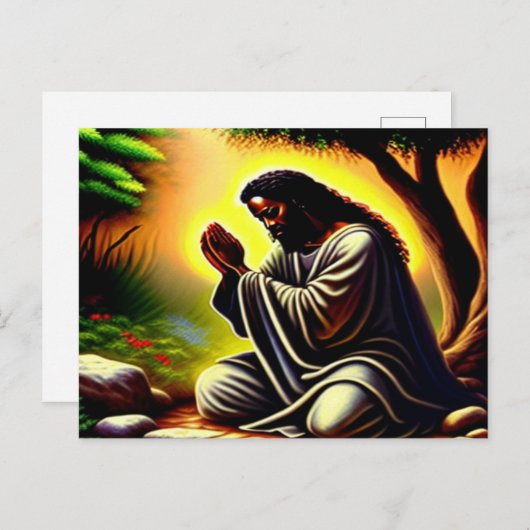 Schwarzer Jesus Prachen in Gethsemane Postkarte (Vorne/Hinten)
