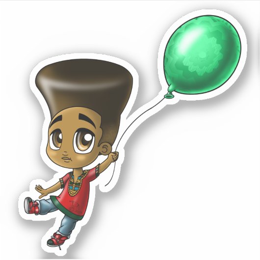 Schwarzer Junge Aufkleber (Vorderseite)