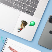 Schwarzer Junge Aufkleber (Laptop mit iPhone)