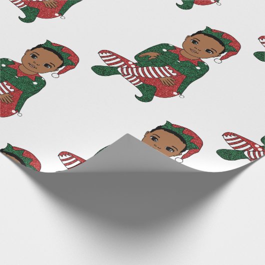Schwarzer Junge Geburtshilfe Melanin Jungen Weihna Geschenkpapier (Ecke)