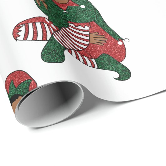 Schwarzer Junge Geburtshilfe Melanin Jungen Weihna Geschenkpapier (Rolleneckpunkt)