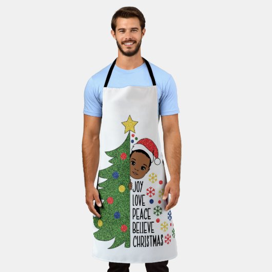 Schwarzer Junge Geburtshilfe Melanin Jungen Weihna Schürze (Getragen)