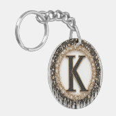 Schwarzer Juwel Initial K Dekor Schlüsselanhänger (Vorderseite links)