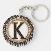 Schwarzer Juwel Initial K Dekor Schlüsselanhänger (Rückseite)
