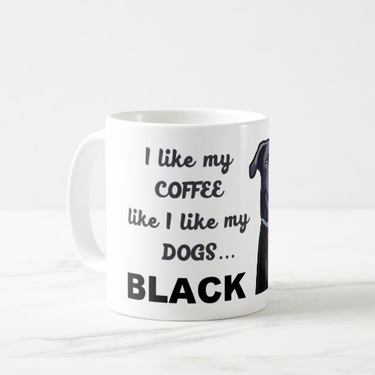 Schwarzer Kaffee-Hund - Labrador-Tasse Kaffeetasse (Vorderseite Links)