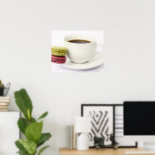 Schwarzer Kaffee in weißer Tasse mit zwei Fransen Poster (Heimbüro)