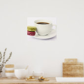 Schwarzer Kaffee in weißer Tasse mit zwei Fransen Poster (Küche)