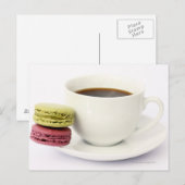 Schwarzer Kaffee in weißer Tasse mit zwei Fransen Postkarte (Vorne/Hinten)