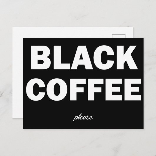 Schwarzer Kaffee Postkarte (Vorne/Hinten)