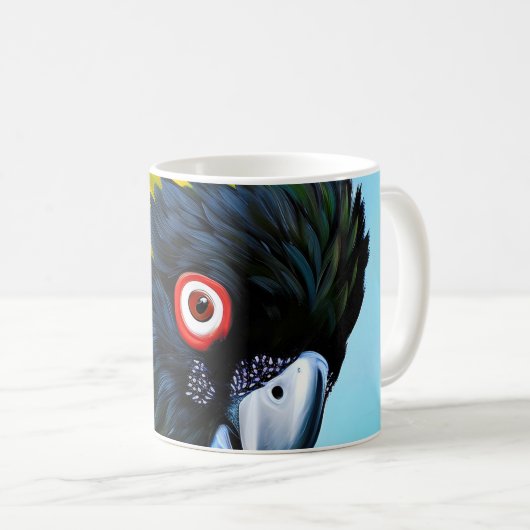 Schwarzer Kakadu mit gelben Federn Kaffeetasse (VorderseiteRechts)