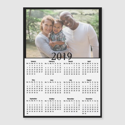 Schwarzer Kalender-Foto-Magnet des Magnetkarte (Vorderseite)