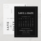 Schwarzer Kalender Modern Minimalistischer Termin Postkarte (Vorne/Hinten)