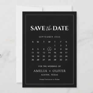 Schwarzer Kalender Moderne Minimalistische Hochzei Save The Date