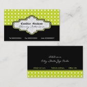 Schwarzer Kalkgrün, weißer Polka Punkt Innenbereic Visitenkarte (Vorne/Hinten)