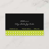 Schwarzer Kalkgrün, weißer Polka Punkt Innenbereic Visitenkarte (Rückseite)